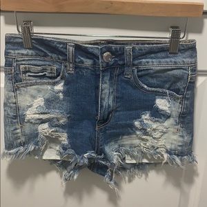 Acid wash Hi-rise shortie jean shorts